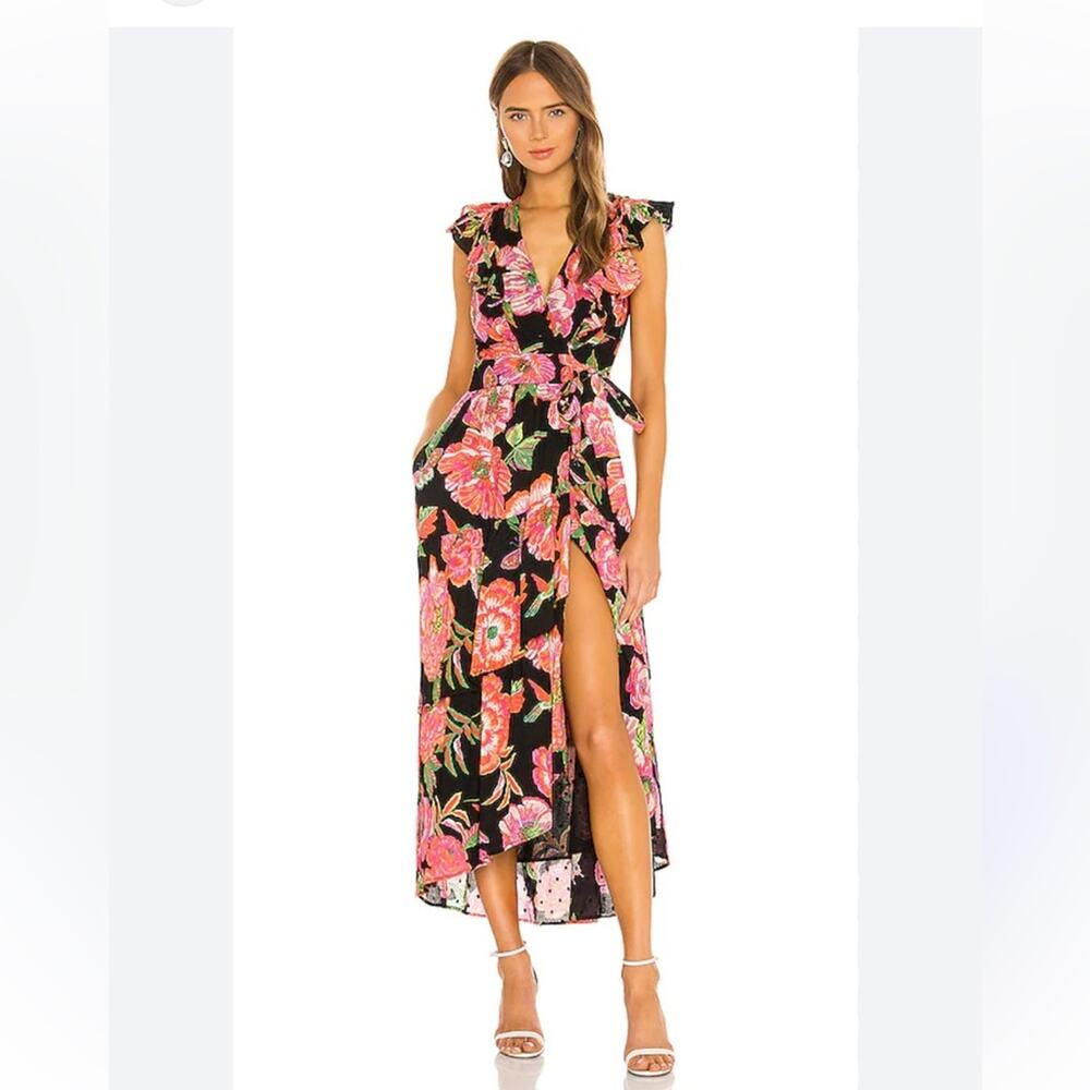 NEW banjanan Carra Eliza's rose garden maxi wrap dress small